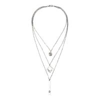 Collar Multi de la capa, aleación de zinc, chapado en color de platina, para mujer & con diamantes de imitación & multi-hilera, chapado en color metálico, longitud:aproximado 26.77 Inch, Vendido por Sarta