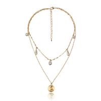 Fashion Multi Layer Necklace, Zinc Alloy, with 2.76 inch extender chain, KC gold color plated, for woman & multi-strand, metallic color plated Approx 14.13 Inch 