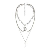 Fashion Multi Layer Necklace, Zinc Alloy, with 2.76 inch extender chain, platinum color plated, for woman & multi-strand, metallic color plated Approx 20.47 Inch 