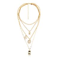 Fashion Multi Layer Necklace, Zinc Alloy, with 2.76 inch extender chain, KC gold color plated, for woman & multi-strand, metallic color plated Approx 17.72 Inch 