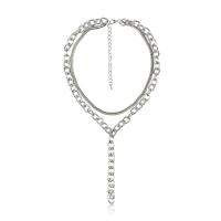 Collar Multi de la capa, aleación de zinc, con 2.76 inch extender cadena, chapado en color de platina, para mujer & multi-hilera, chapado en color metálico, longitud:aproximado 19.69 Inch, Vendido por Sarta