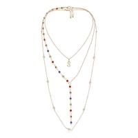 Fashion Multi Layer Necklace, Iron, with Brass, fashion jewelry & for woman, 470mm 