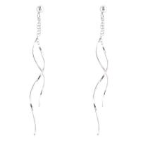 Moda flecos pendientes, metal, chapado en platina real, para mujer, 45mm, Vendido por Par