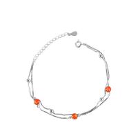 Bracelets en laiton, avec grenat, avec 1.2inch chaînes de rallonge, Plaqué de platine, Double couche & réglable & chaîne de boîte & pour femme, rouge, 4mm Environ 6 pouce, Vendu par brin