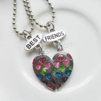 Zinc Alloy Necklace, Heart, platinum color plated, 2 pieces & for children & ball chain & enamel Approx 17.7 Inch 