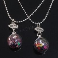 Zinc Alloy Necklace, with Lampwork, platinum color plated, 2 pieces & for children & ball chain & with letter pattern 18mm Approx 17.7 Inch 