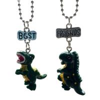 Resin Zinc Alloy Necklace, with Resin, Dinosaur, platinum color plated, 2 pieces & for children & with letter pattern Approx 17.7 Inch 