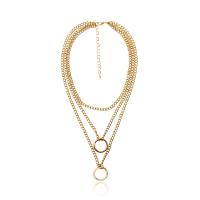 Collier de mode Multi couche, alliage de zinc, avec 2.76 inch chaînes de rallonge, plaqué de couleur d'or KC, styles différents pour le choix & pour femme & à fils multiples, couleur métallique plaquée, Vendu par brin