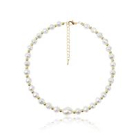 Mode Collier Choker, alliage de zinc, avec perle de plastique, avec 2.76 inch chaînes de rallonge, plaqué de couleur d'or KC, pour femme, couleur métallique plaquée Environ 12.99 pouce, Vendu par brin