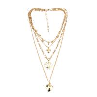 Collier de mode Multi couche, alliage de zinc, avec 2.76 inch chaînes de rallonge, Placage de couleur d'or, pour femme & à fils multiples, couleur métallique plaquée Environ 19.69 pouce, Vendu par brin