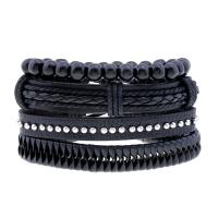 Faux cuir Set de bracelet, Bracelet, avec corde de cire, 4 pièces & bijoux de mode & pour homme, 60mm, Vendu par brin