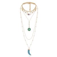 Collier de mode Multi couche, fer, bijoux de mode & pour femme, Or, Vendu par brin