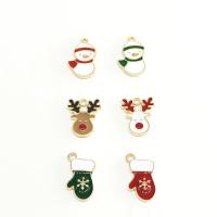 Zinc Alloy Enamel Pendants, gold color plated, Christmas Design & DIY 