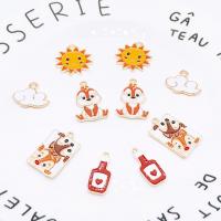 Zinc Alloy Enamel Pendants, gold color plated, DIY 