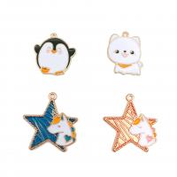 Zinc Alloy Enamel Pendants, Animal, gold color plated, DIY 