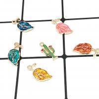 Zinc Alloy Enamel Pendants, gold color plated, DIY 