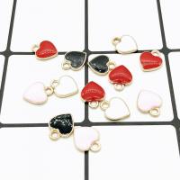 Zinc Alloy Enamel Pendants, Heart, gold color plated, DIY 