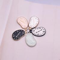 Zinc Alloy Enamel Pendants, Clock, plated, DIY 