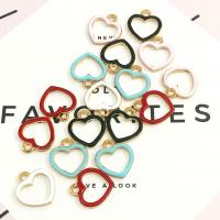 Zinc Alloy Enamel Pendants, Heart, gold color plated, DIY 