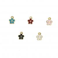 Zinc Alloy Enamel Pendants, Flower, gold color plated, DIY 