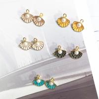 Zinc Alloy Enamel Pendants, Shell, gold color plated, DIY 