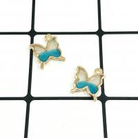 Zinc Alloy Enamel Pendants, Butterfly, gold color plated, DIY 