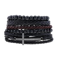 Kunstleder Armband-Set, Armband, mit Wachsschnur, Vintage & 4 Stück, 60mm, verkauft von setzen