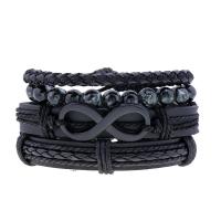 Kunstleder Armband-Set, Armband, mit Wachsschnur, Vintage & 4 Stück, 60mm, verkauft von setzen