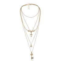 Collier de mode Multi couche, fer, bijoux de mode & pour femme, Or, Vendu par brin