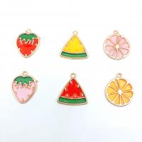 Zinc Alloy Enamel Pendants, gold color plated, fruit design & DIY 