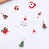 Zinc Alloy Enamel Pendants, gold color plated, Christmas Design & DIY & with rhinestone 