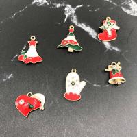 Zinc Alloy Enamel Pendants, gold color plated, Christmas Design & DIY & with rhinestone 