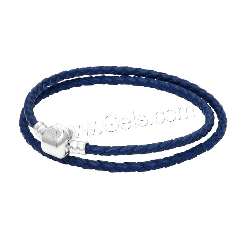 Pulsera de cuero , cuero de imitación, chapado en color de plata, Doble capa & longitud diferente para la opción & Bricolaje & para mujer, más colores para la opción, 3mm, Vendido por Sarta