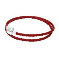 Pulsera de cuero , cuero de imitación, chapado en color de plata, Doble capa & longitud diferente para la opción & Bricolaje & para mujer, más colores para la opción, 3mm, Vendido por Sarta