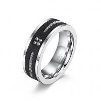 Men Stainless Steel Ring in Bulk, with Carborundum, Donut, plated & for man, black 