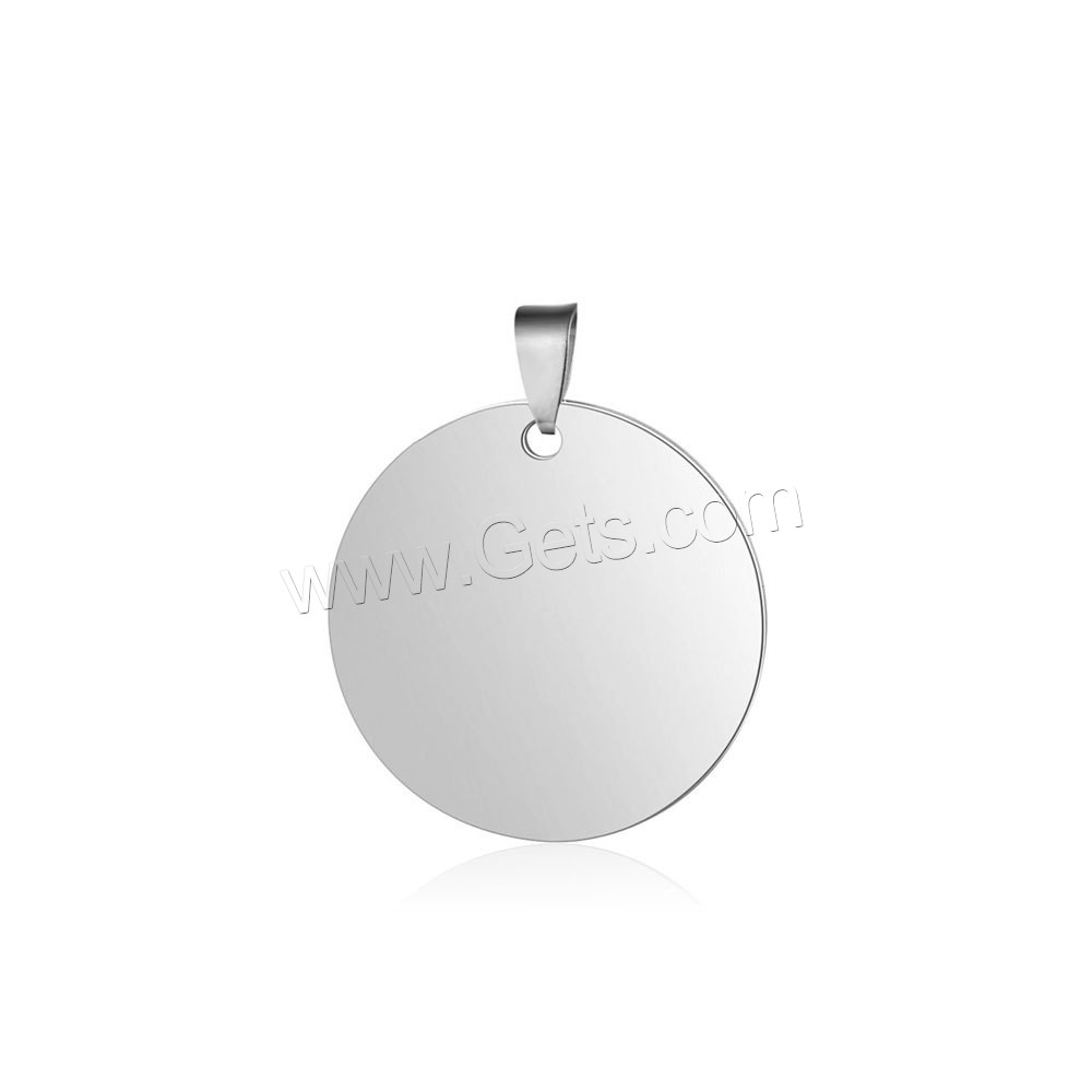 Stainless Steel Tag Charm, Flat Round, plated, DIY & different size for choice, more colors for choice, 3PCs/Bag, Sold By Bag