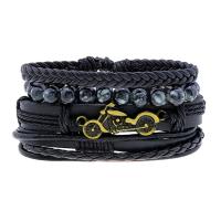 Kunstleder Armband-Set, Armband, mit Wachsschnur, Vintage & 4 Stück, 60mm, verkauft von setzen