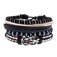 Kunstleder Armband-Set, Armband, mit Wachsschnur, Vintage & 4 Stück, 60mm, verkauft von setzen