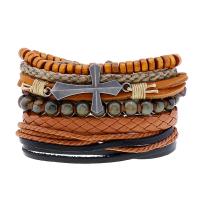 Kunstleder Armband-Set, Armband, mit Wachsschnur, Vintage & 4 Stück, 60mm, verkauft von setzen