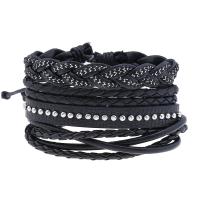 Kunstleder Armband-Set, Armband, mit Wachsschnur, Vintage & 4 Stück, 60mm, verkauft von setzen