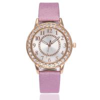 Reloj de Pulsera de mujeres, Cuero de PU, con dial de aleación de cinc, movimiento chino, chapado, ajustable & para mujer & con diamantes de imitación, más colores para la opción, 35x8mm,16mm, longitud:aproximado 9.4 Inch, Vendido por UD