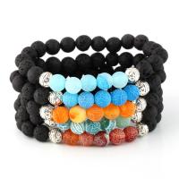 Lava Bead Bracelet, with Agate, fashion jewelry & Unisex 180-190mm 