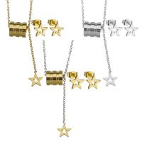 Fashion Stainless Steel Jewelry Sets, Stud Earring & necklace, plated, 2 pieces & fashion jewelry & for woman 1.5mm .2 Inch 