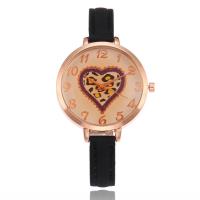 Reloj de Pulsera de mujeres, Cuero de PU, con dial de aleación de cinc, movimiento chino, chapado en color rosa dorada, sin impermeables & con el patrón del número & para mujer, más colores para la opción, 37x8mm,10mm, longitud:aproximado 8.7 Inch, Vendido por UD