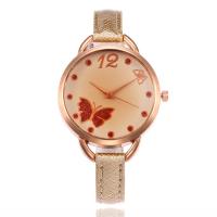 Reloj de Pulsera de mujeres, Cuero de PU, con dial de aleación de cinc, movimiento chino, chapado en color rosa dorada, sin impermeables & para mujer, más colores para la opción, 37x8mm,10mm, longitud:aproximado 8.7 Inch, Vendido por UD