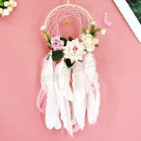 Fashion Dream Catcher, Iron, with Cotton Thread & Feather, handmade khaki  