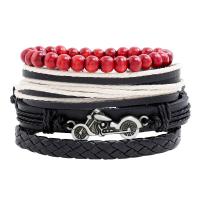 Faux Leather Bracelet Set, bracelet, with Zinc Alloy, plated, 4 pieces & fashion jewelry & Unisex, 60mm 