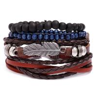 Kunstleder Armband-Set, Armband, mit Zinklegierung, plattiert, 4 Stück & Modeschmuck & unisex, 60mm, verkauft von setzen