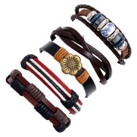 Kunstleder Armband-Set, Armband, mit Zinklegierung, plattiert, 5 Stück & Modeschmuck & unisex, 60mm, verkauft von setzen