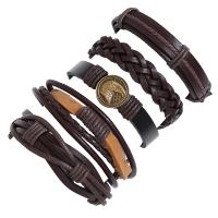 Kunstleder Armband-Set, Armband, mit Zinklegierung, plattiert, 5 Stück & Modeschmuck & unisex, 60mm, verkauft von setzen